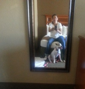 Hanging at the hotel. We had to do our own self-portrait