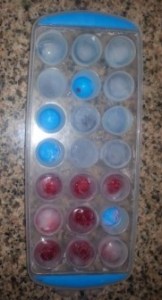 Raspberries, blueberries and a few empty ones. The blueberries sink to the bottom and look like little eyeballs - not in a gross way